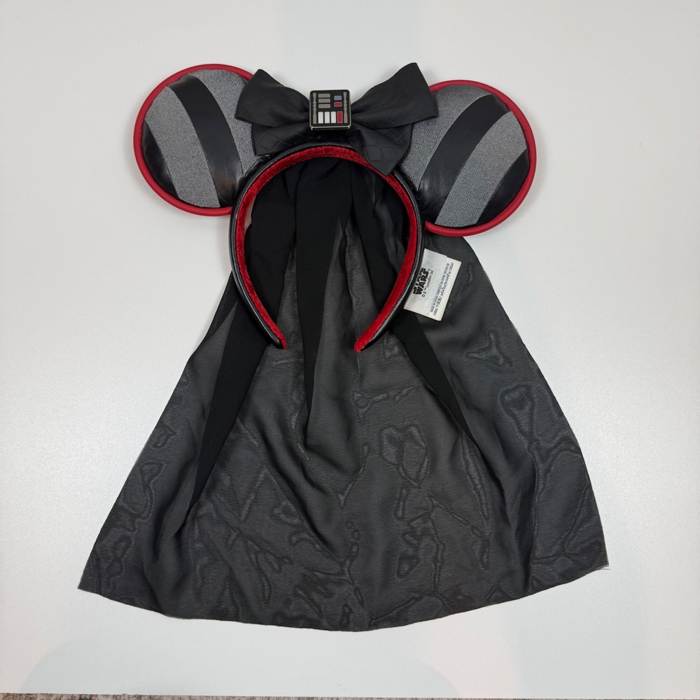 Disney Parks Star Wars Darth Vader Minnie Mouse Ear Headband with Cape Veil
